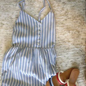 Blue & White Striped Tiered Maxi Dress - Small